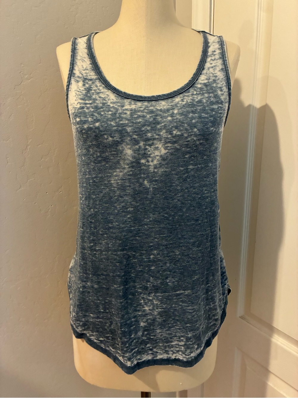 Vintage Acid Wash Braided Back Tank Top - Boho Festival Grunge Tee Size M